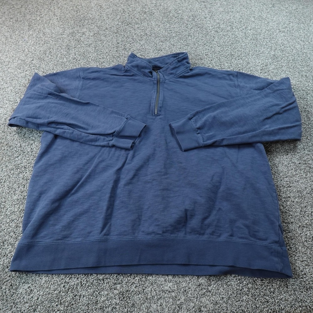 Orvis Sweatshirt Mens 2XL Blue 1/4 Zip Mock Neck Pullover Outdoor Sweater Hiking